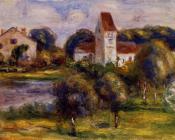 皮埃尔奥古斯特雷诺阿 - Breton Landscape, Church and Orchard